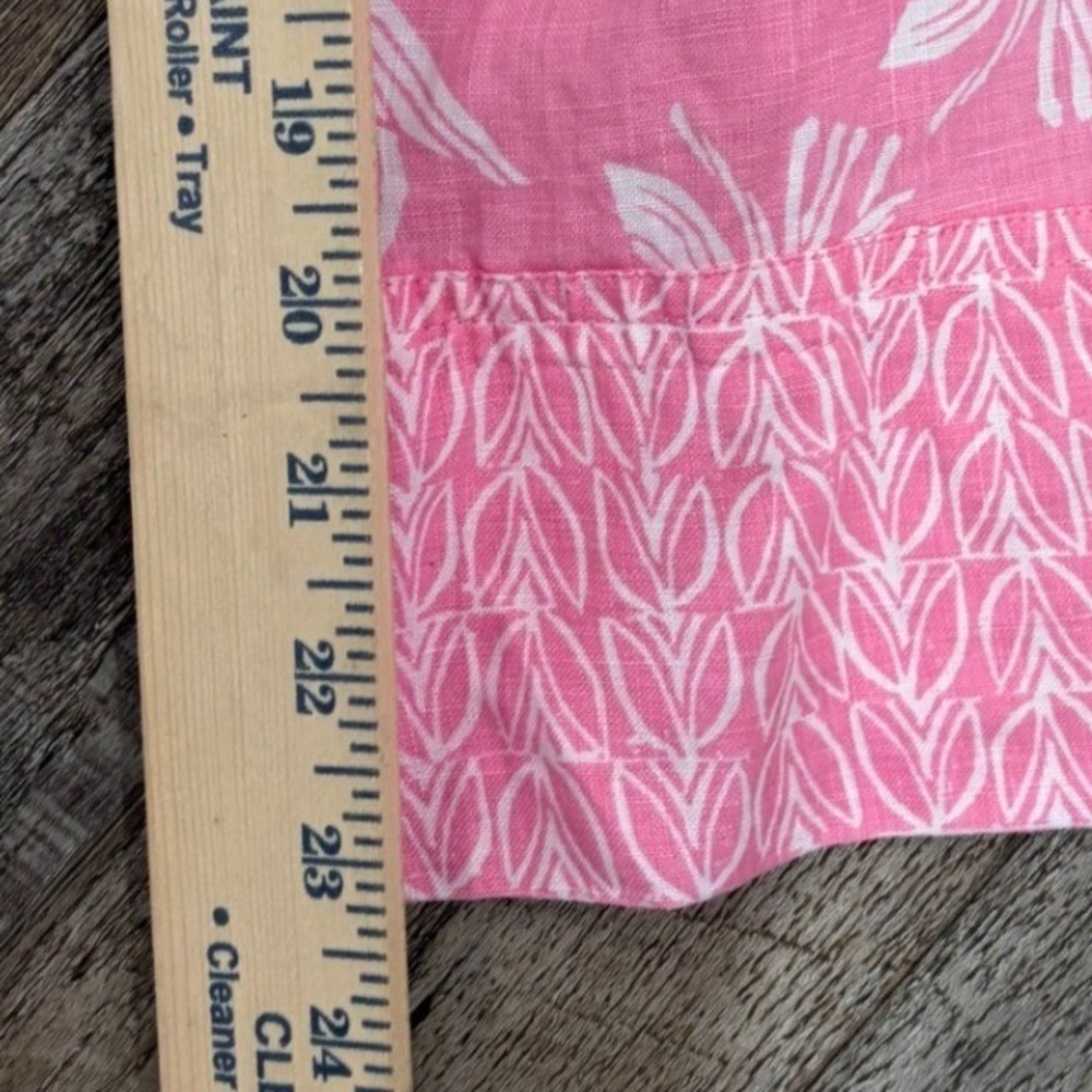 Sigrid Olsen Womens Pink 100% Linen 2 Piece Set Floral Pants Button Shirt M - Picture 13 of 15